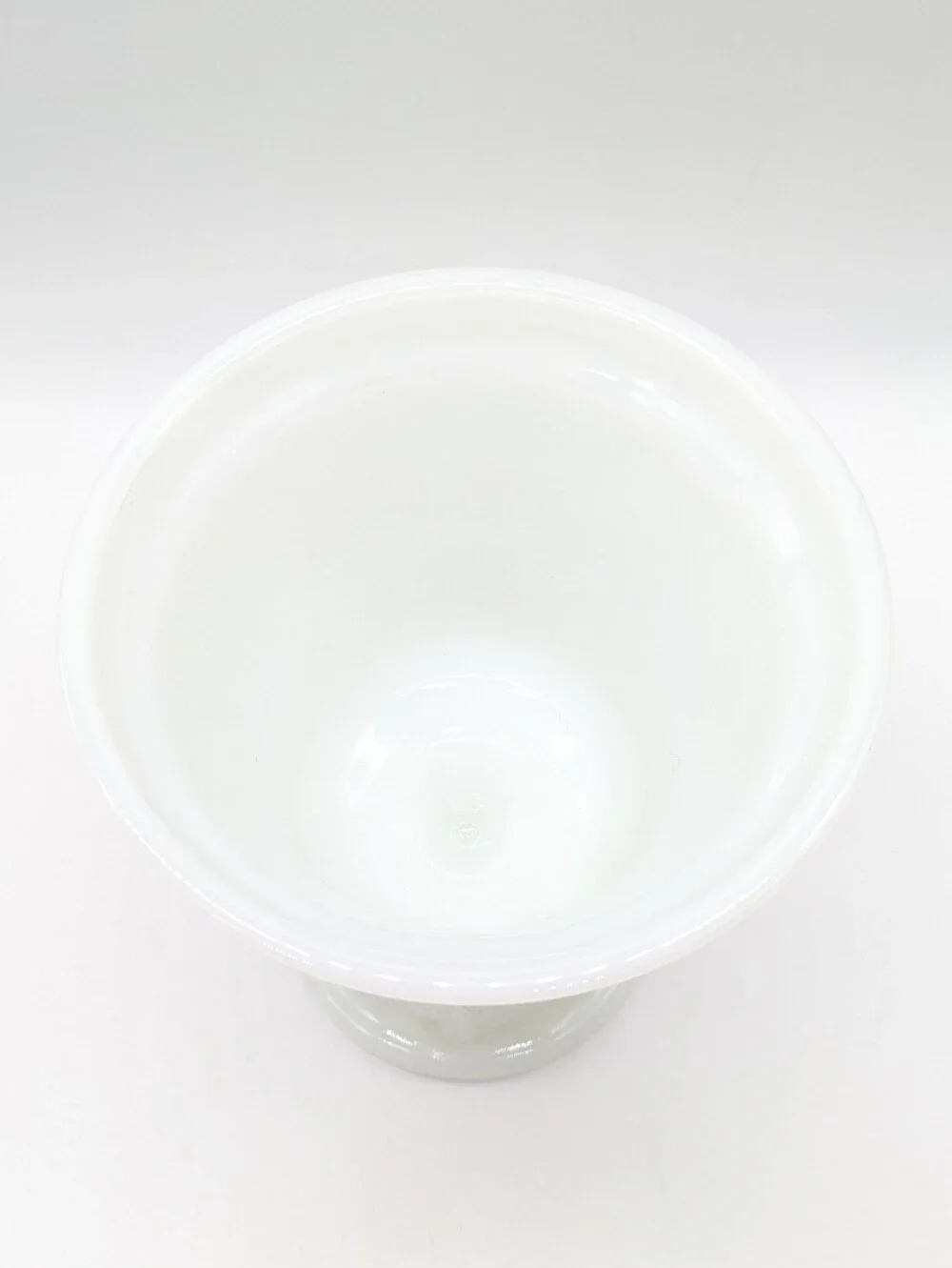 Vintage EO Brody White Milk Glass Floral & Grapevine Embossed Footed Vase